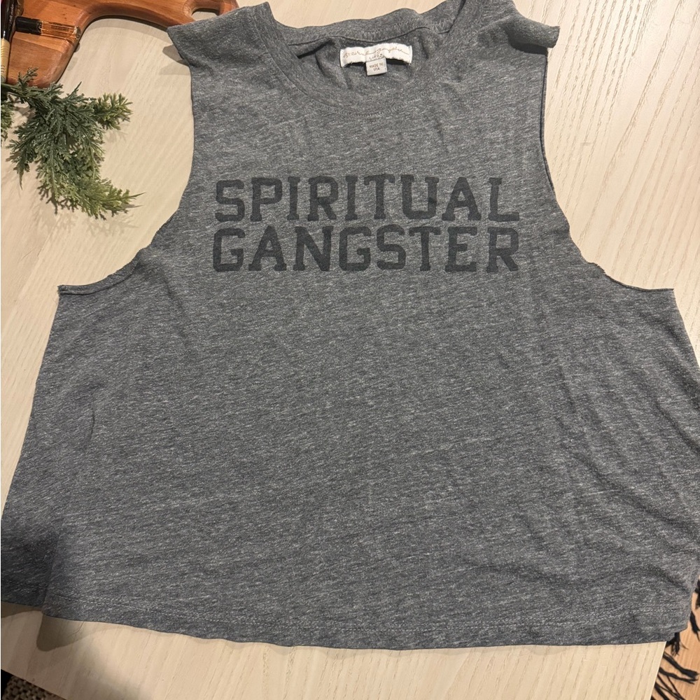 Spiritual Gangster Varsity Crop Muscle Tee tank size large - Picture 3 of 4